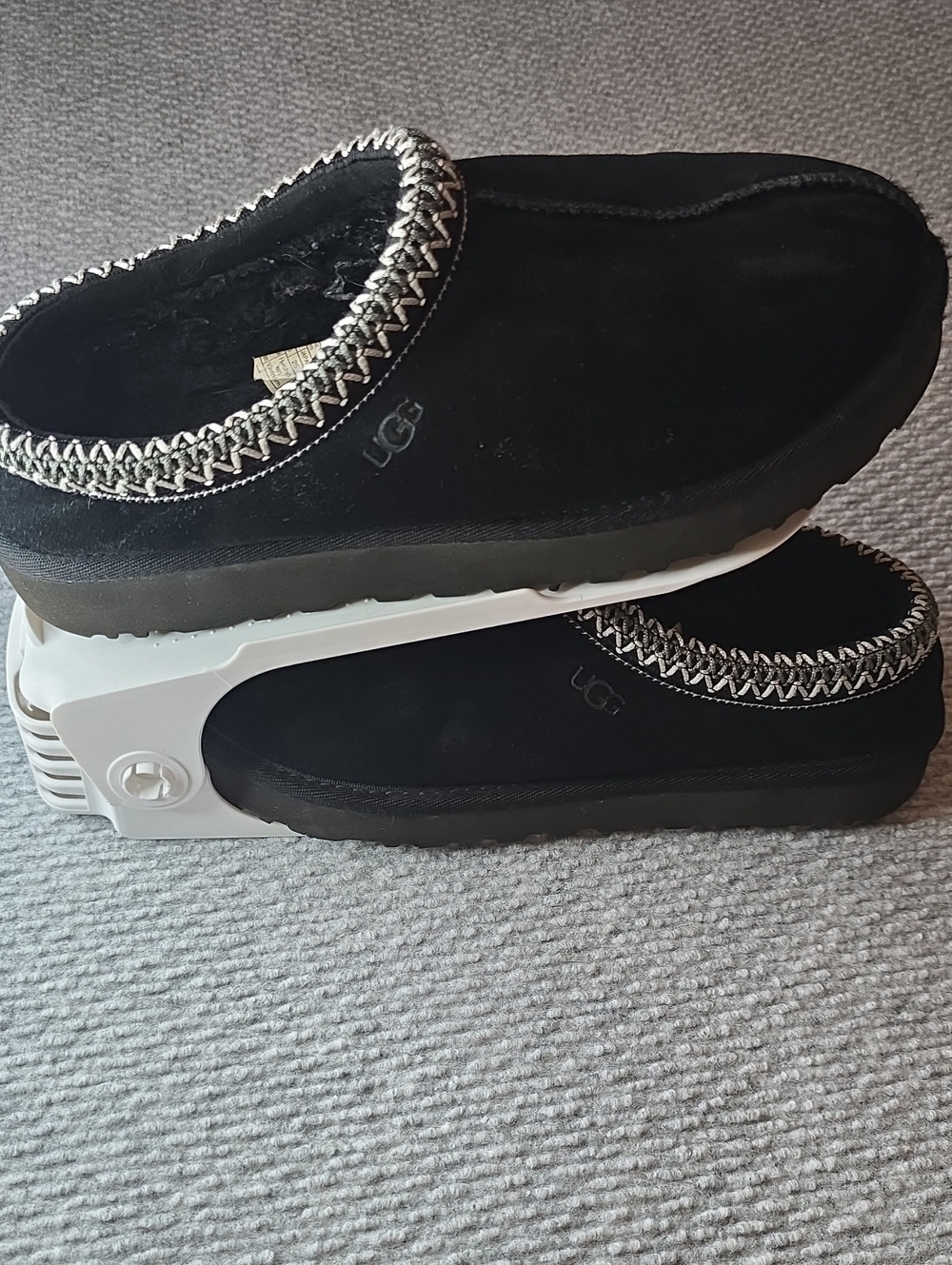 UGG Black Suede Slip-On Moccasin with Contrast Stitching